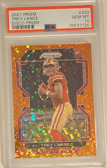 TREY LANCE 2021 PRIZM ORANGE DISCO #333 RC ROOKIE PSA 10