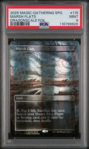 2025 Magic the Gathering Tarkir: Dragonstorm Special Guests Dragonscale Foil Marsh Flats #115 PSA 9