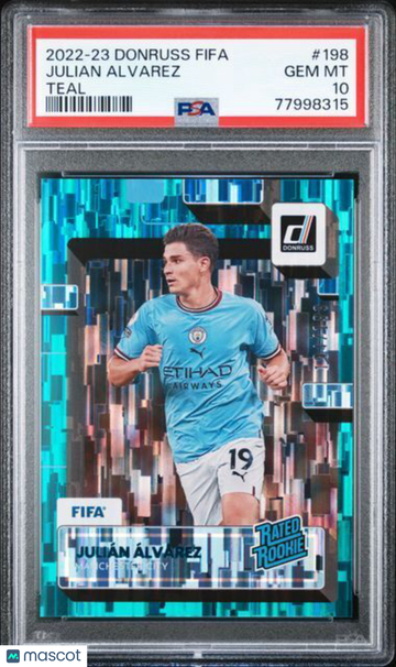 2022 Panini Donruss FIFA Julian Alvarez #198 Teal PSA 10