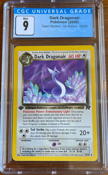 2000 Pokémon Rocket 1st Edition Dark Dragonair CGC 9