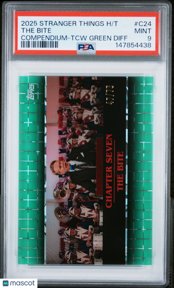 2025 Topps Stranger Things High Tek Compendium The Bite #C24 TCW Green Diff PSA 9