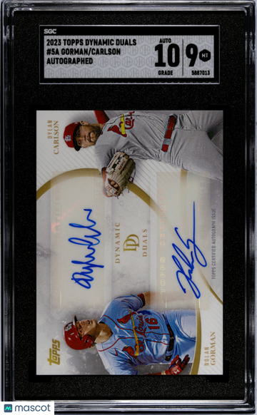 2023 Topps Dynamic Duals Carlson Gorman #5A Autograph SGC 9 Auto 10