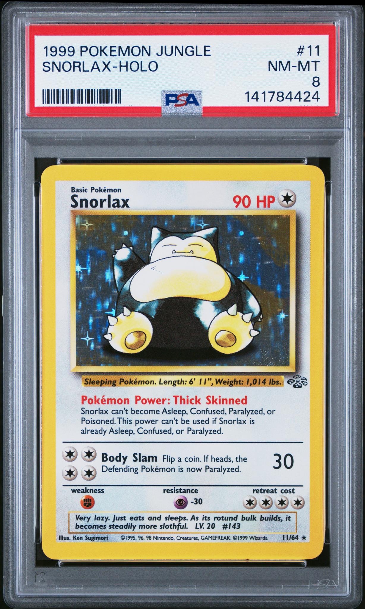 1999 Pokemon Jungle Snorlax Holo #11 PSA 8 | Card Ladder