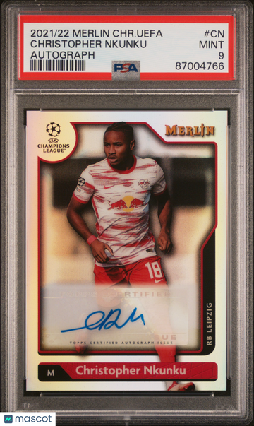 2021-2022 Topps Merlin Chrome UEFA League Autographs Christopher Nkunku #CN PSA 9