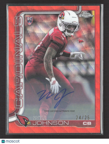 2025 Topps Chrome Football Will Johnson #RRA-WJ Red Wave Refractor /25 RC