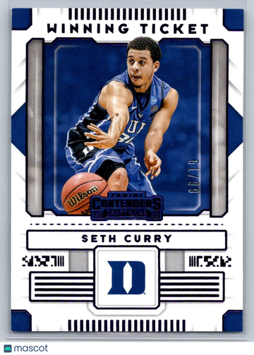 2020 Panini Contenders Draft Picks Seth Curry #15 Winning Tickets Purple SN Duke Blue Devils