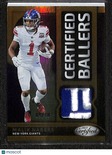 2025 Panini Certified Certified Ballers Malik Nabers #CBM-MNS Gold /10 Logo Patch