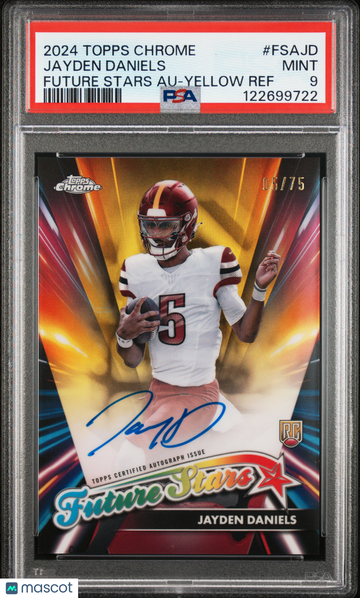 2024 Topps Chrome Future Stars Autographs Jayden Daniels #FSAJD Yellow Ref /75 PSA 9