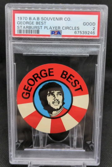 1970 B.A.B. Souvenir Co. Starburst Player Circles George Best PSA 2