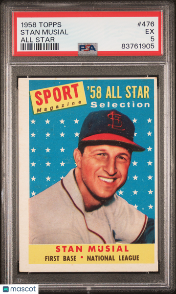 1958 Topps Stan Musial #476 All Star PSA 5