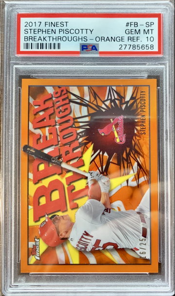  2017 Fiinest Orange Ref. Stephen Piscotty 16/25  PSA 10           