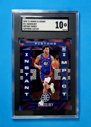 2020-21 Panini Illusions Saddiq Bey Instant Impact Sapphire 123/149 Pistons