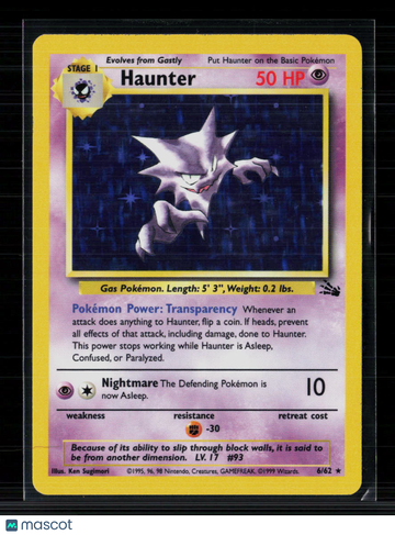 1999 Fossil Haunter Holo Rare #6/62