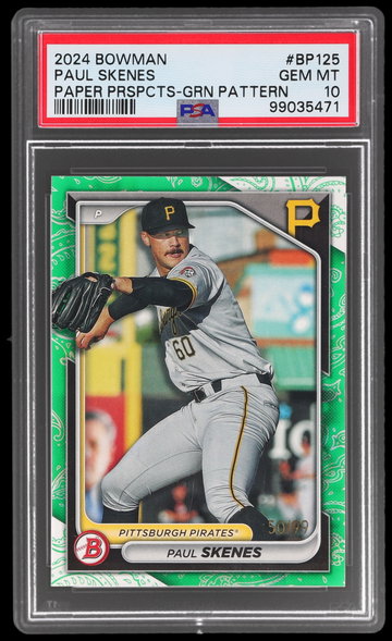 2024 Bowman Paul Skenes Paper Prospects Green Pattern PSA 10