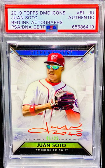 2019 Diamond Icons Juan Soto Auto Red Ink PSA 1st Year