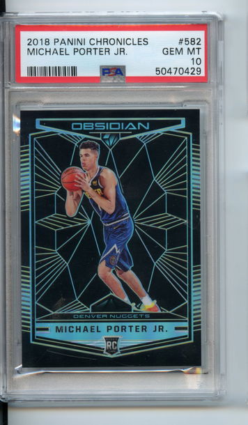 PSA 10 Michael Porter Jr Obsidian Preview 2018 Gem #582 Chronicles Rookie RC MPJ