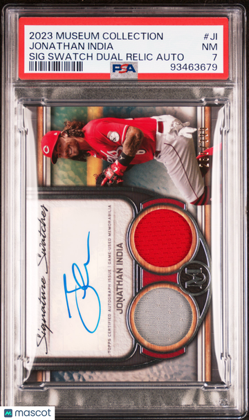 2023 Topps Museum Swatches Dual Relic Autographs Jonathan India #JI PSA 7