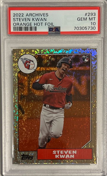 2022 Topps Archives Steven Kwan Rookie Orange Hot Foil /15 PSA 10 Guardians POP 1