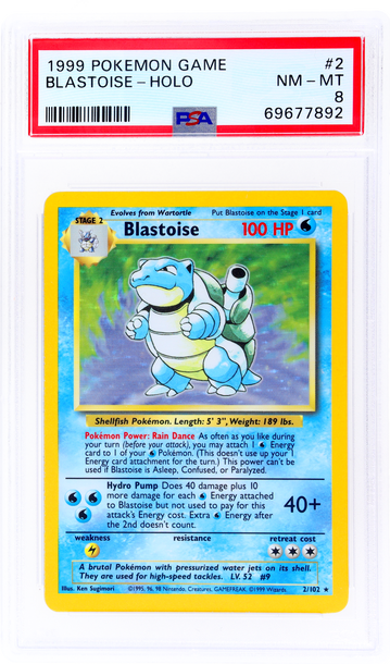 1999 Pokemon Base Holo Blastoise #2 PSA 8