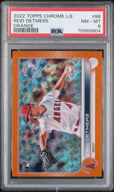2022 Topps Chrome Logofractor Reid Detmers Orange Refractor PSA8 