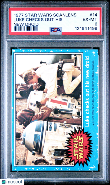 1977 Star Wars Scanlens Luke Checks Out His New Droid #14 PSA 6