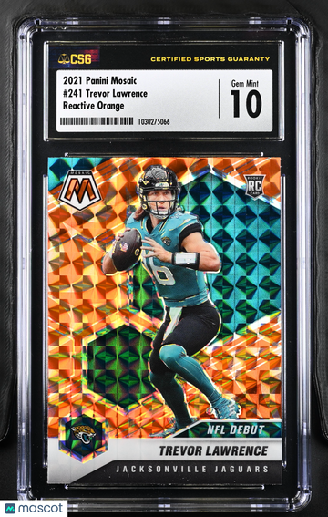 2021 Panini Mosaic Trevor Lawrence #241 Reactive Orange Rookie CGC 10