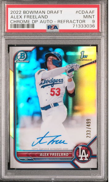2022 Bowman Draft Alex Freeland Refractor Auto /499 PSA 9