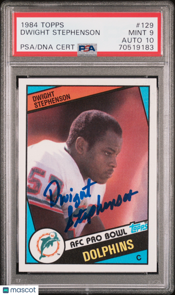 1984 Topps Dwight Stephenson #129 PSA 9 Auto 10