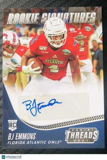 BJ Emmons 2021 Chronicles Threads Draft Picks Rookie Auto Florida Atlantic Owls