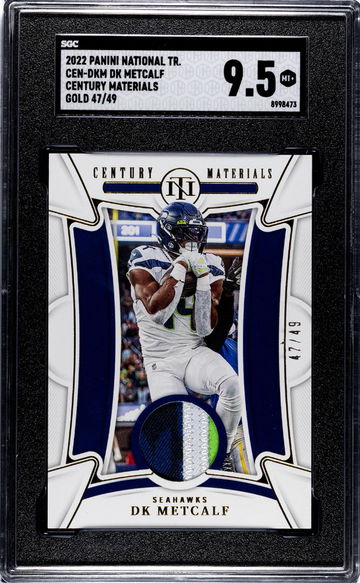 2022 Panini National Treasures #CEN-DKM Dk Metcalf Century Mat. Gold /49 SGC 9.5