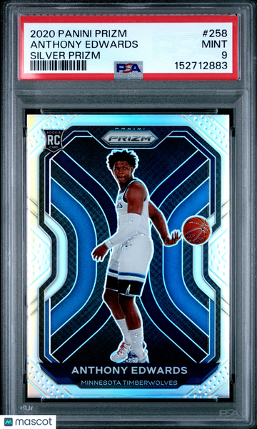 2020 Panini Prizm Anthony Edwards #258 Silver Rookie RC PSA 9