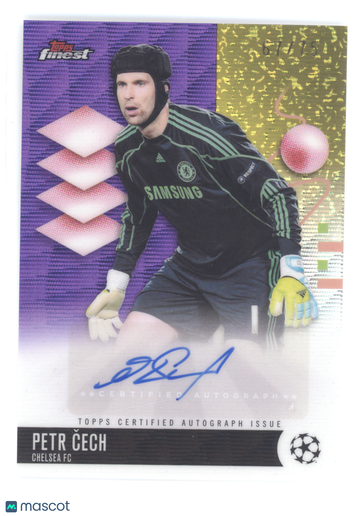 2026 Topps Finest UEFA Club Competitions Petr Čech #BA-PC Purple 67/75 Topps Certified Autograph Issue
