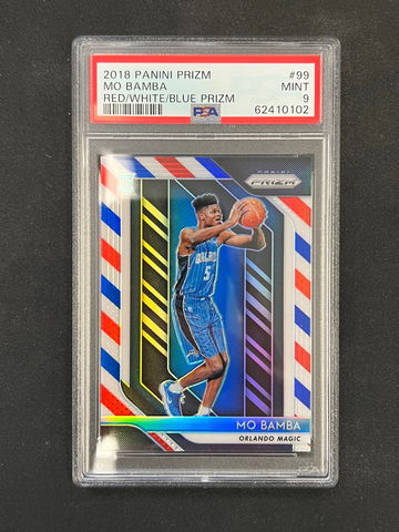 2018 Panini Prizm - Mo Bamba - Rookie Red White Blue Prizm PSA 9 Mint