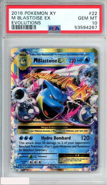 2016 POKEMON XY EVOLUTIONS M BLASTOISE EX #22 EVOLUTIONS PSA 10 GEM MT