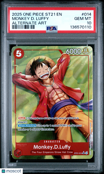 2025 One Piece Starter Deck St21-EX Gear 5 Monkey D. Luffy Alternate Art PSA 10 #014