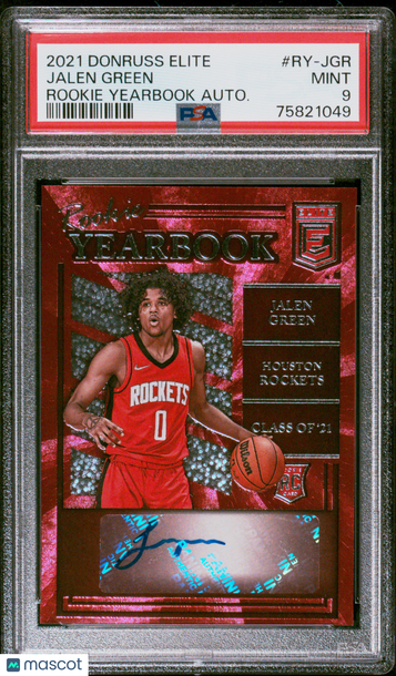 2021 Panini Donruss Elite Rookie Yearbook Autographs Jalen Green #RY-JGR Autograph PSA 9