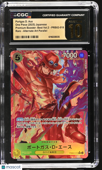 2025 One Piece Premium Booster: Best Vol.2 Portgas D. Ace Alternate Art Parallel Japanese CGC 10 #PRB02-018