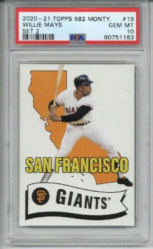2020-21 TOPPS 582 MONTGOMERY SET 2 #19 WILLIE MAYS CARD GIANTS PSA 10 LOW POP