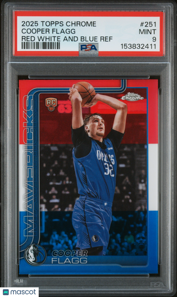 2025 Topps Chrome Cooper Flagg #251 Red White And Blue Ref PSA 9