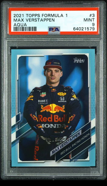 🏎💎 2021 Topps Formula 1 F1 MAX VERSTAPPEN #3 Portrait Aqua #’d/199 PSA 9 🔥🧨