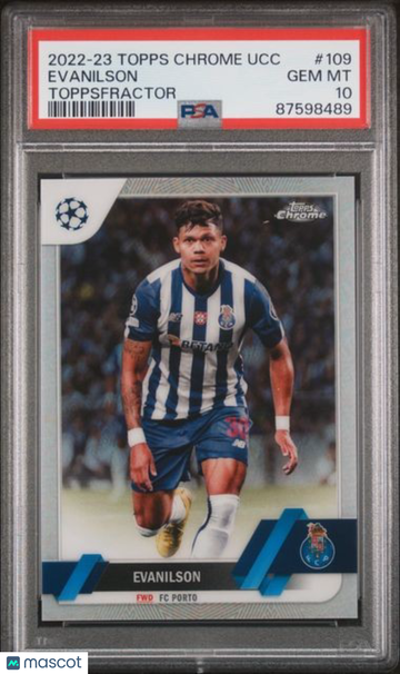 2022-23 Topps Chrome UEFA Club Competitions Evanilson #109 Toppsfractor PSA 10