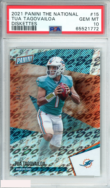 2021 PANINI THE NATIONAL TUA TAGOVAILOA #15 DISKETTES 6 OF 25 PSA 10 GEM MT