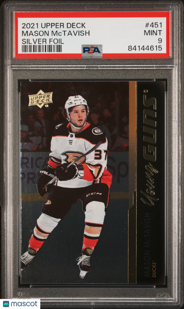 2021-2022 Upper Deck Mason Mctavish #451 Silver Foil Young Guns Rookie PSA 9
