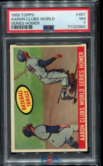 1959 Topps Baseball Thrills Braves Hank Aaron #467 ~ PSA 5 EXCELLENT HOF