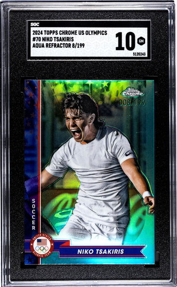 2024 Topps Chrome US Olympics Aqua Refractor Niko Tsakiris #70 /199 SGC 10