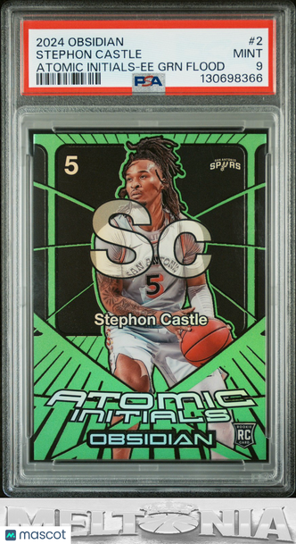 2024-25 Panini Obsidian Stephon Castle #2 Atomic Initials Electric Etch Green Flood RC PSA 9