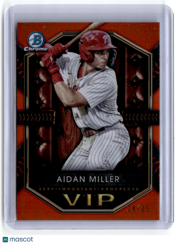 Aidan Miller 2023 Bowman Chrome VIP Very Important Prospects Orange Refractor 24/25 #VIP-19