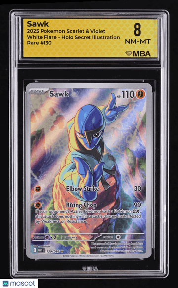 2025 Pokemon Scarlet & Violet White Flare Sawk Holo MBA 8 #130