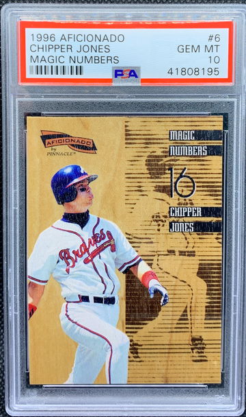 1996 Pinnacle Aficionado MAGIC NUMBERS WOOD Chipper Jones PSA 10 GEM MINT!