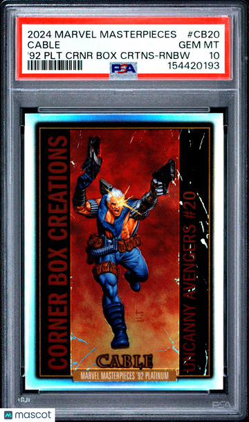 2024 Upper Deck Marvel Masterpieces '92 Platinum Cable Corner Box Creations Rainbow #CB20 PSA 10